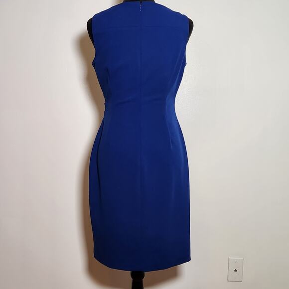 CALVIN KLEIN Sideburst Boat Neck Sleeveless Ruched Pencil Dress, Size 10 - Picture 11 of 14